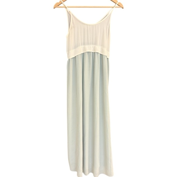 Wilfred XXS slightly oversized SILK GUV Maxi Dress in mint and cream - Picture 2 of 13